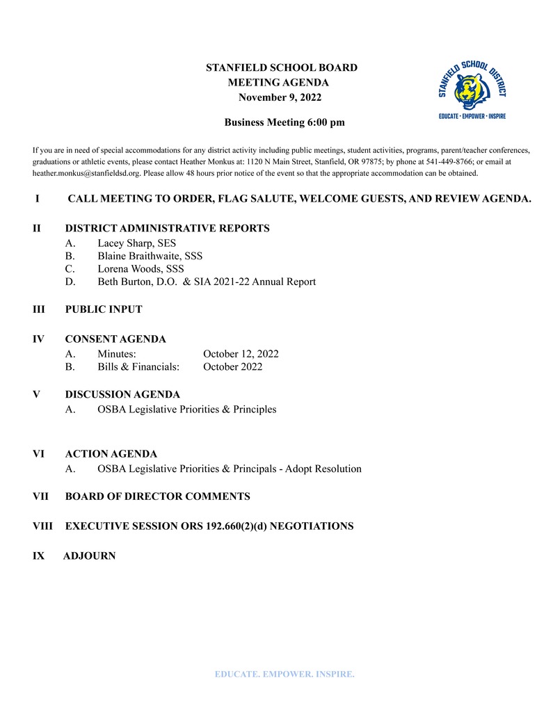 Board Agenda 11.9.22